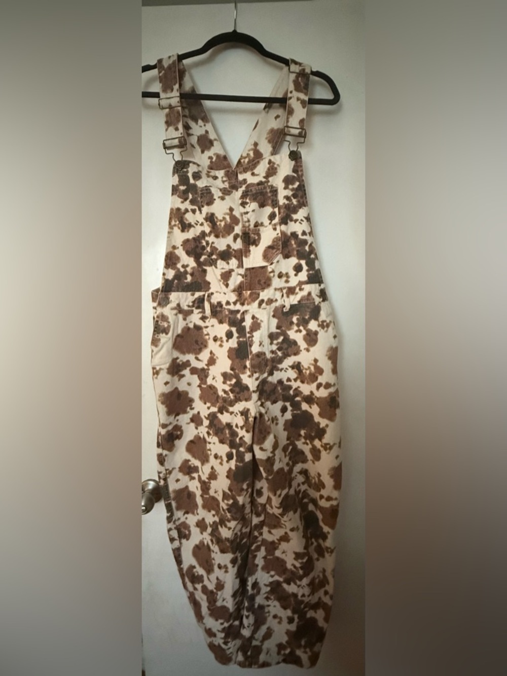 Peach Love California Cream and Brown Printed Overall.